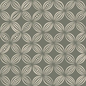 peas pods - bone beige _ limed ash green - pretty vintage geometric