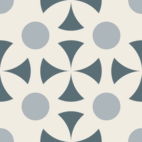 retro circles - creamy white _ french grey _ marble blue - simple geometric tile