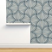 scallop fans ogee _ creamy white_ marble blue teal _ art deco geometric