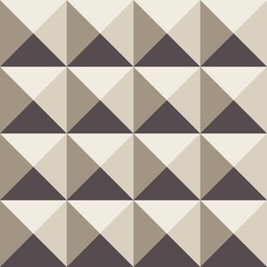 triangle square - bone beige _ creamy white _ khaki brown _ purple brown - geometric quilt