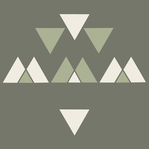 triangles 02 - creamy white _ light sage green _ limed ash - hand drawn sparse geometric