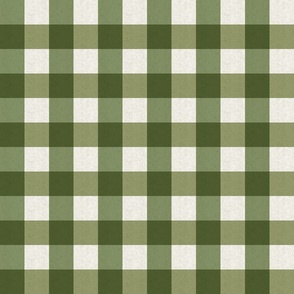 Small scale rustic plaid check in woodland green with a vintage linen texture 