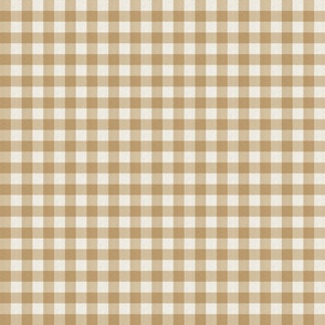 Small scale rustic plaid check in earthy warm oat brown with a vintage linen texture 