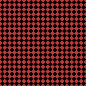 Quartet: Cherry Red & Black Diamond Check, Diagonal Checkerboard, Diamond Checker