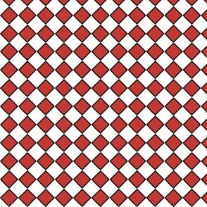 Quartet  framed: Cherry Red Diagonal Check, Red Diamond Checker, Checkerboard