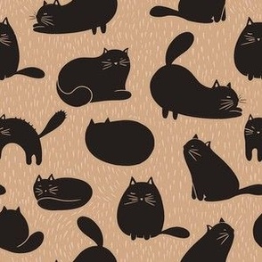 Black Cat Block Print for Baby Boy or Girl in Pink Clay Small