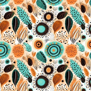 Turquoise & Brown Whimsical Doodles