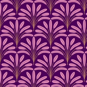 Large purple tropical leaves scallop pattern - Elegant art deco inspired design
