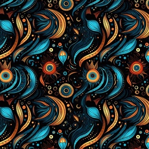 Turquoise & Gold Abstract Doodles