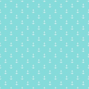 Anchors-White on Sea Green