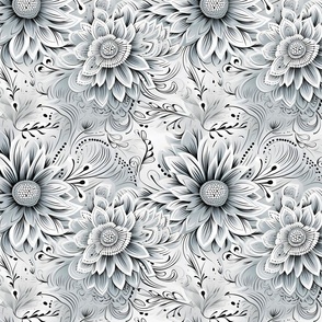 Silver Floral Print