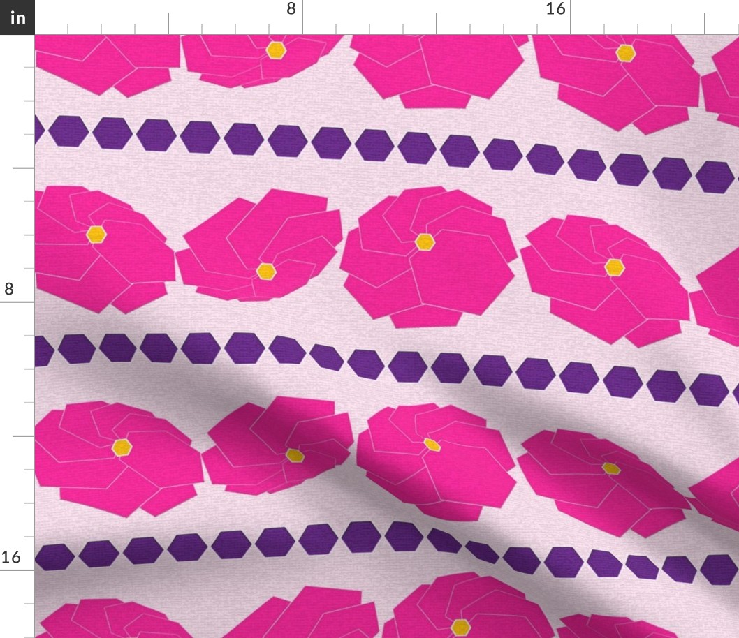 Octagon Variations - Pink Flowers w_Purple Octagons