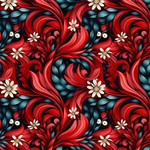 Red & Blue Flowing Flowers