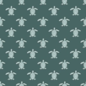 Small hand drawn turtles in Emerald and Mint Green