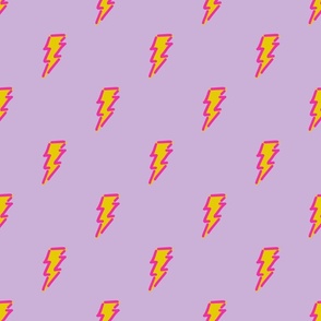 Rainbow fighter lightning bolt Electric yellow with hot pink on dusty lavender Small scale