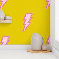 Rainbow fighter lightning bolt  light pink with pink on Electric yellow Extra small scale