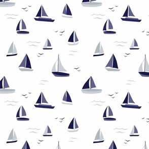 Sailboats - Blue & Gray Large Scale