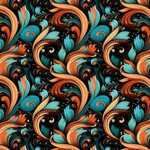 Teal & Copper Flowing Swirls