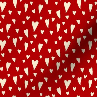 Valentines day fabric cream hearts on dark red