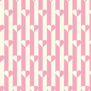 Modern Geometric Hearts with Stripes in Pink and Beige