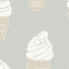 X-Large Beach Soft Serve Ice Cream in muted blue, beige and white 