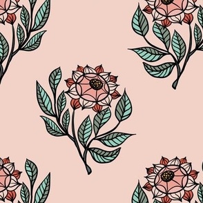 Boho Peony tattooed on blush pink Medium scale