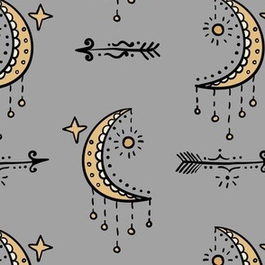 Boho Moon with arrows decoratives tattoo on Grey Medium scale