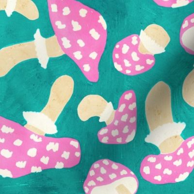 Pink magical toadstool on sporty green Medium scale