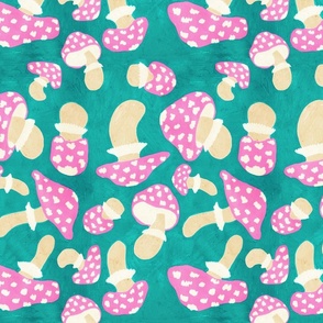 Pink magical toadstool on sporty green Medium scale