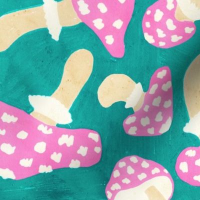 Pink magical toadstool on sporty green Large scale