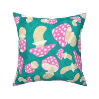 Pink magical toadstool on sporty green Large scale