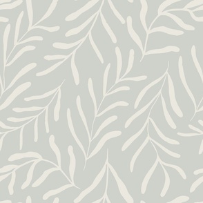 Large hand painted scattered kelp in muted blue and cream