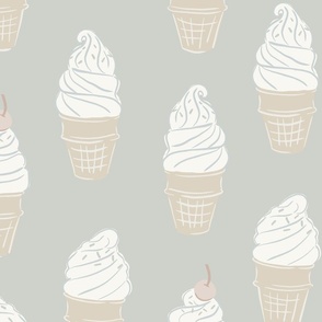 Large Beach Soft Serve Ice Cream in muted blue, beige and white 