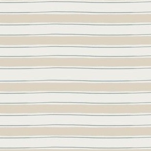 small hand painted rustic beach stripe in beige and teal