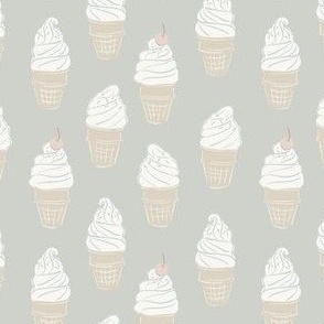 Small Beach Soft Serve Ice Cream in muted blue, beige and white 