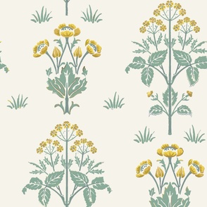 William Morris Meadow Sweet gray gold Large scale