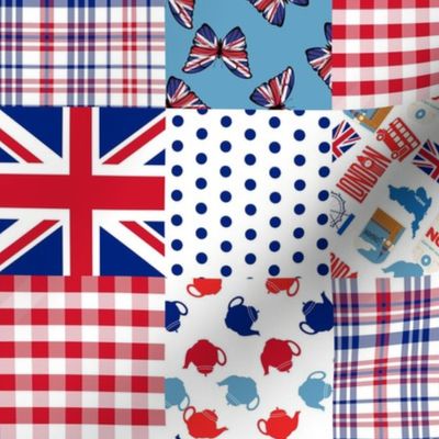 London Quilt 3 inch squares_ red white and blue union jack_ london bus_ tea time.psd