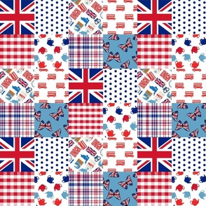 London Quilt 3 inch squares_ red white and blue union jack_ london bus_ tea time.psd