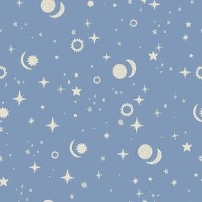 Celestial Constellation Starry Night in Baby Blue and Ivory Small