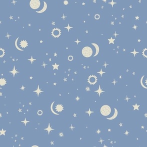 Celestial Constellation Starry Night in Baby Blue and Ivory Medium
