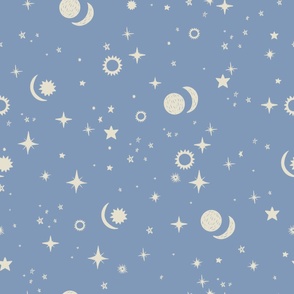 Celestial Constellation Starry Night in Baby Blue and Ivory Large