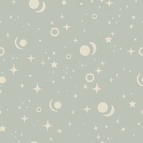 Celestial Constellation Starry Night in Bone and Sage Small