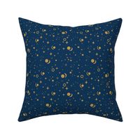 Celestial Constellation Starry Night in Cobalt Blue and Gold Small