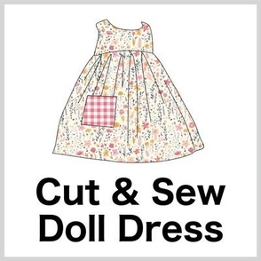 Cut & Sew Dress (Tiny Flowers in Pink Orange Gray) on FAT QUARTER for Forever Virginia Dolls and other 1/8, 1/6 and 1/5 scale child dolls // little small scale tiny mini micro doll