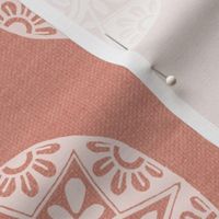 Medallions block print tone on tone coral