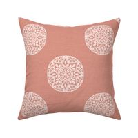 Medallions block print tone on tone coral