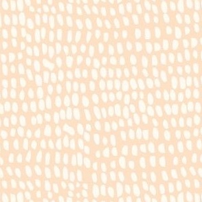 Modern Abstract Riverbed - Hand-drawn Marks -White on Apricot Pastel Orange