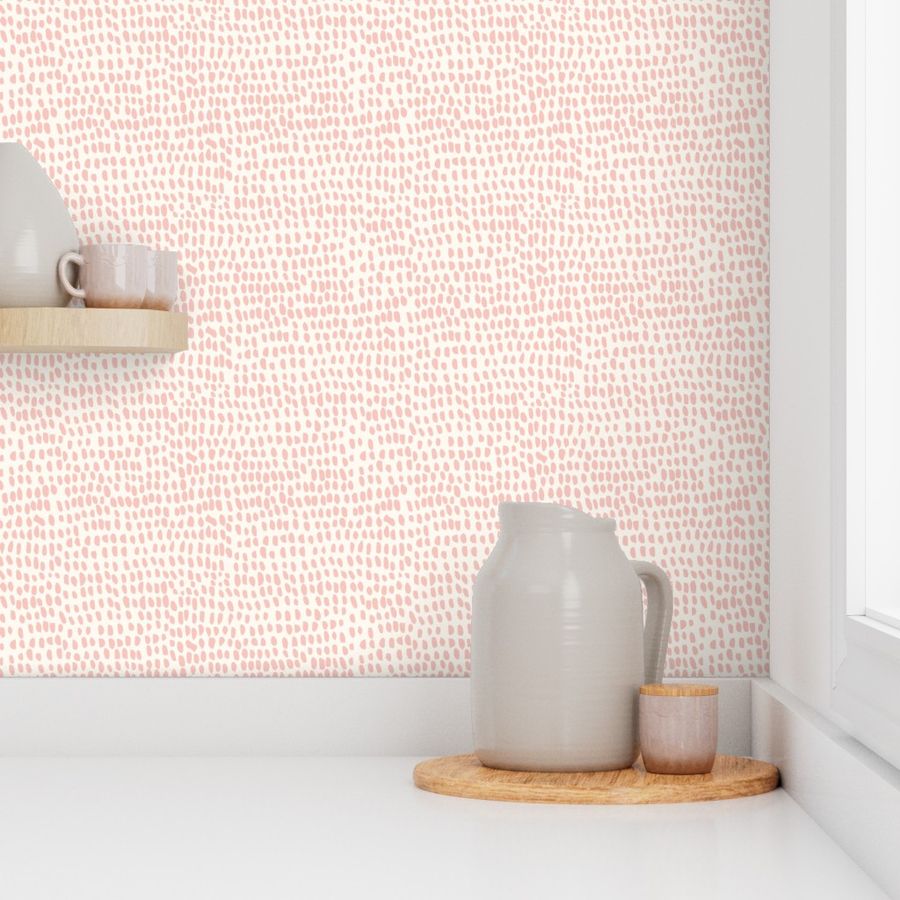 Blush Pink on White  - Modern Abstract Spots - Hand-drawn Marks