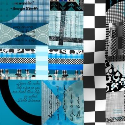 design collage - color mash-up - blue-green and grey scale 