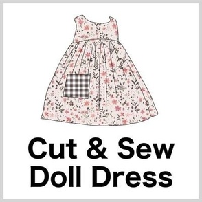 Cut & Sew Dress (Tiny Flowers in Blush Pink Gray) on FAT QUARTER for Forever Virginia Dolls and other 1/8, 1/6 and 1/5 scale child dolls // little small scale tiny mini micro doll